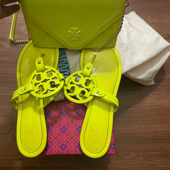 Lime Tory Burch pocketbook and slides to match for you! - Picture 3 of 3
